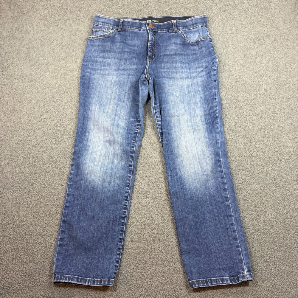 Lee Jeans Womens 18W Blue Straight Leg Mid Rise Flex Motion Regular Fit Denim